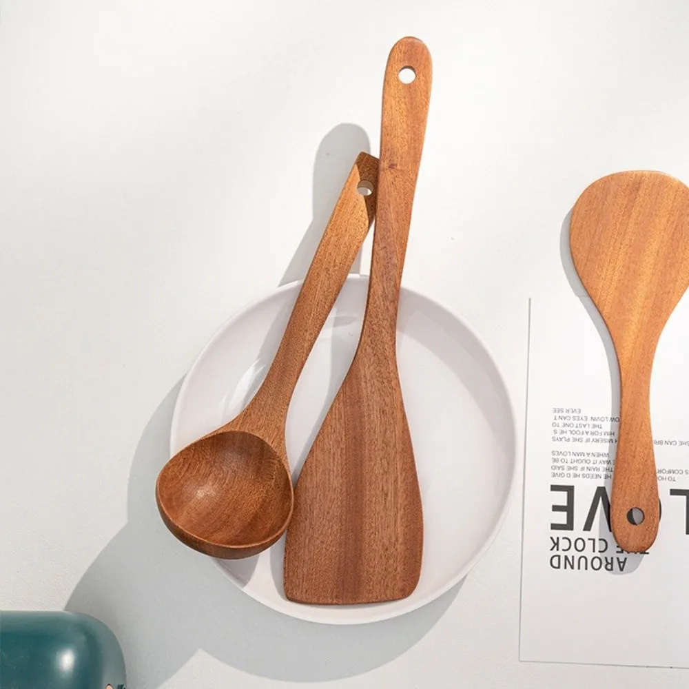 New Long Handle Wooden Spatula Baking Kitchen Use Scoop High Temperature Resistant Household Spatula