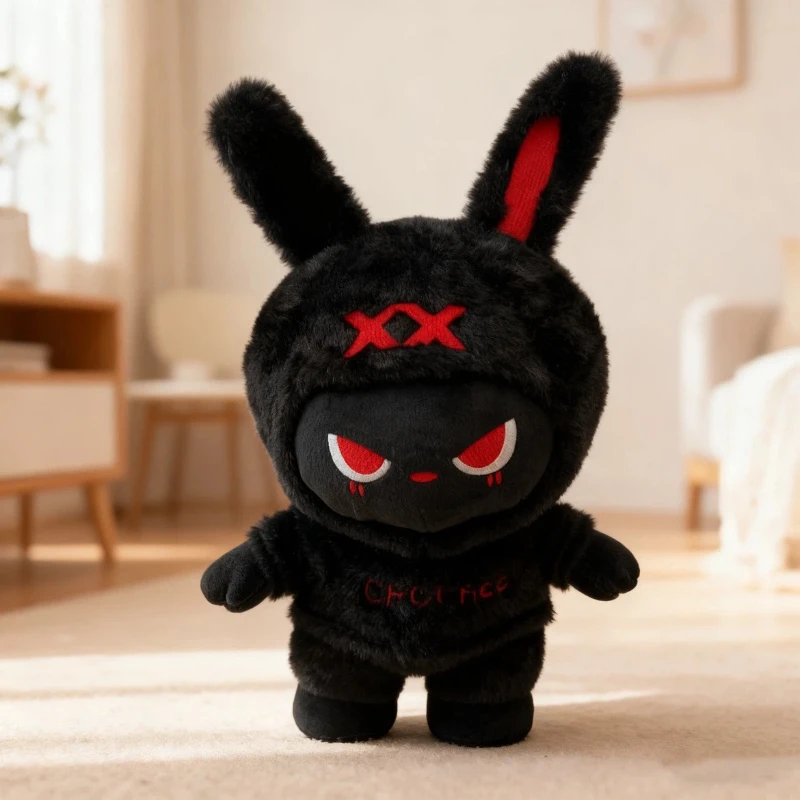 

Нашивка кролика, плюшевая игрушка, темный готический кролик, мягкая кукла, пасхальный подарок на Хэллоуин, милый кавайный коллекционный сюрприз, тайна для детей