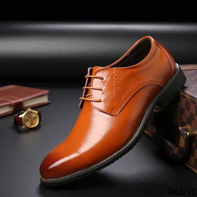 Men's Dress Shoes Lace-Up Genuine Leather Business Office Flats Wedding Party Oxfords EUR Sizes 37-48