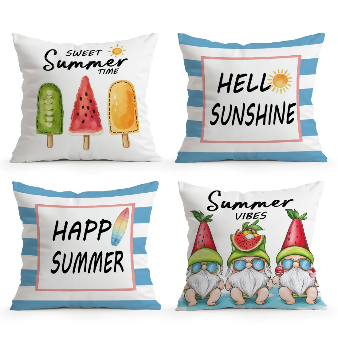 

4 шт. полосатых наволочек для подушек в виде арбуза, полиэстеровые чехлы для подушек, декоративные наволочки для дома, автомобиля, дивана