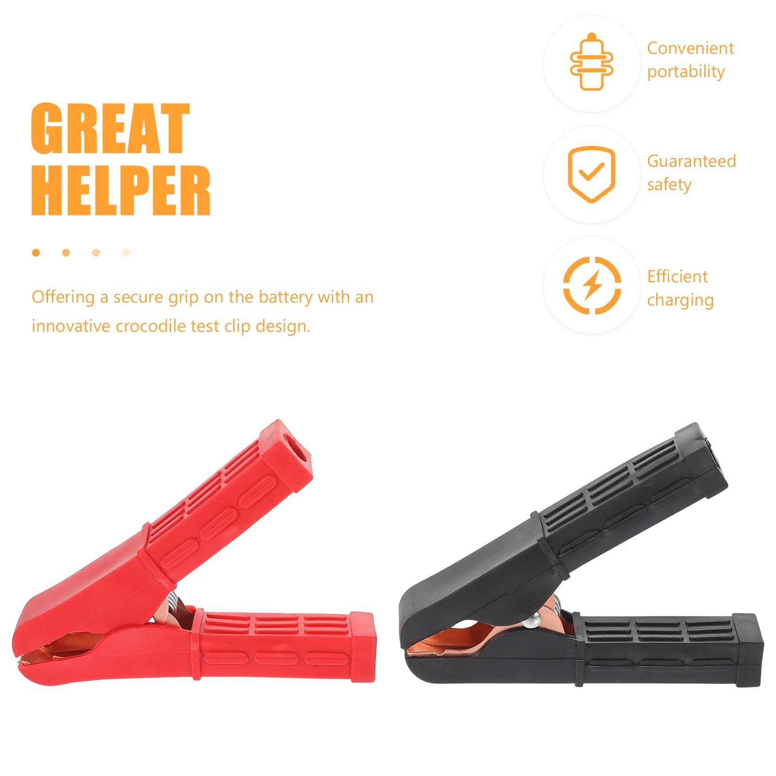 

2Pcs Charging Clamps Heavy Duty Jumper Cable Alligator Clips for Car Truck Boat Emergency Start Reliable Copper Plated