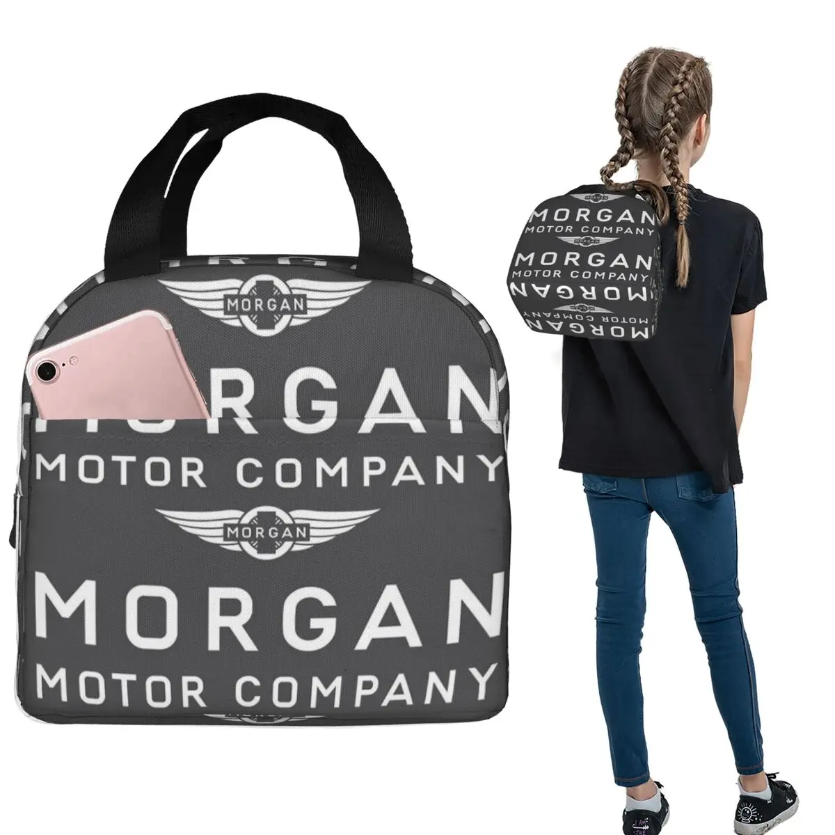 Morgan Motor Car Company Insulated Lunch Bag for Women Kids Portable Food Boxes Thermal Lunch Box Tote