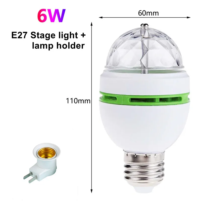 E27 LED RGB Đèn 9W 6W Bóng Đèn Ma Thuật Màu Máy Chiếu Tự Động Xoay Pha AC85-265V 220V 110V Cho Kỳ Nghỉ Đảng Thanh KTV Disco