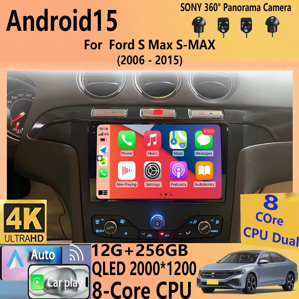 Android 15 For Ford S Max S-MAX 2006 - 2015 For Ford Galaxy 2015 Car Radio Car Multimedia Video Player GPS Radio navigation DVD