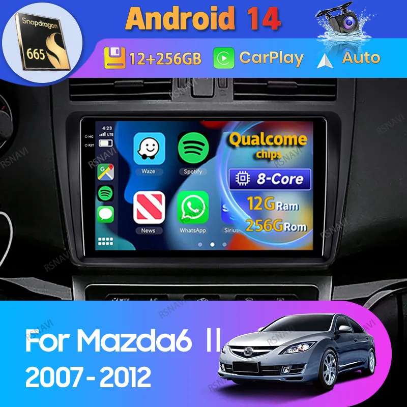 

Android 14 Car Radio For Mazda 6 II GH 2007 2008 - 2012 Carplay Auto GPS Navigation 2 Din Video Player Stereo Multimedia WIFI+4G