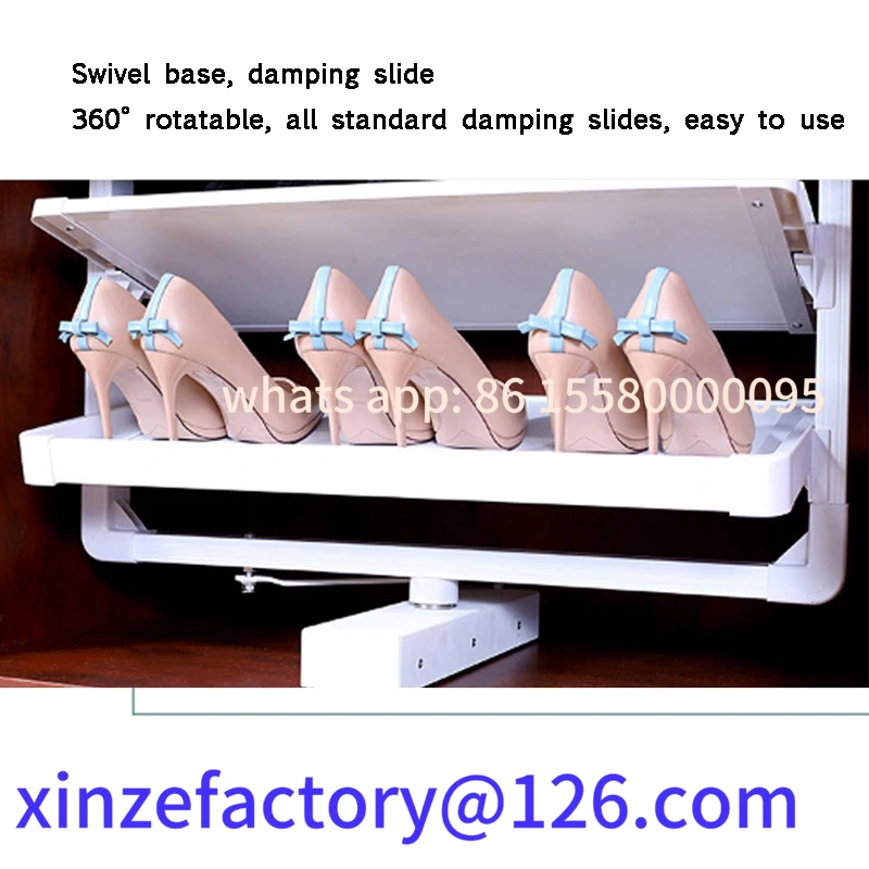 Zapatero personalizable 360 °   Gabinete de zapatos de aleación de aluminio ajustable en altura giratoria estante giratorio