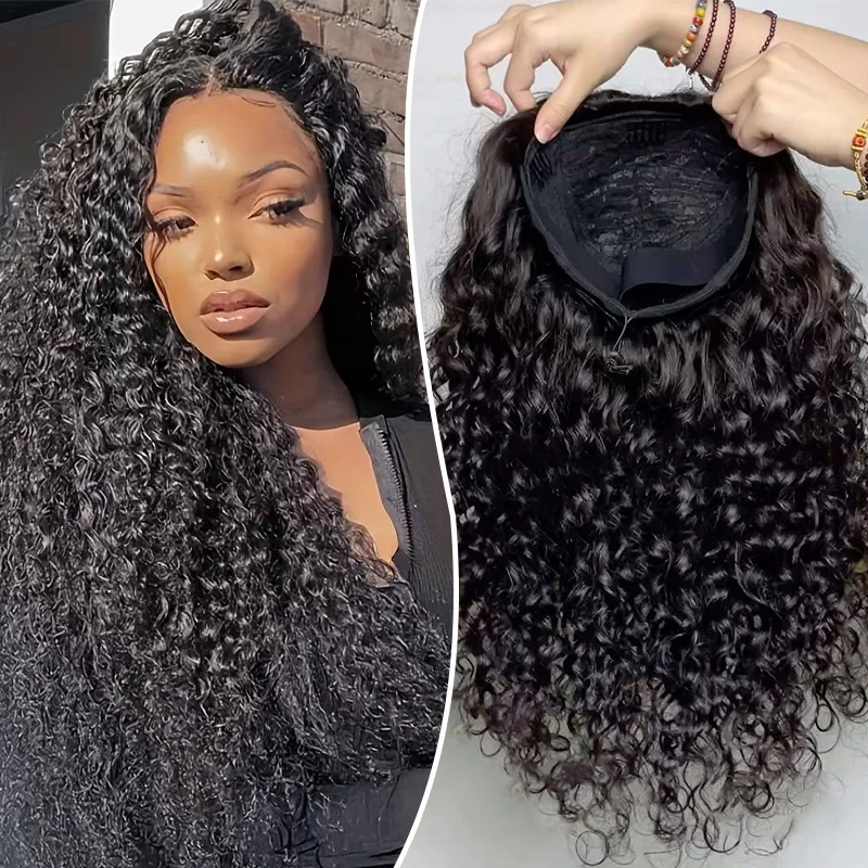 

Натуральный парик из человеческих волос с глубокими волнами, 300% плотность, 16-30 дюймов, афро-кудри, с эффектом флип-овер, на завязках