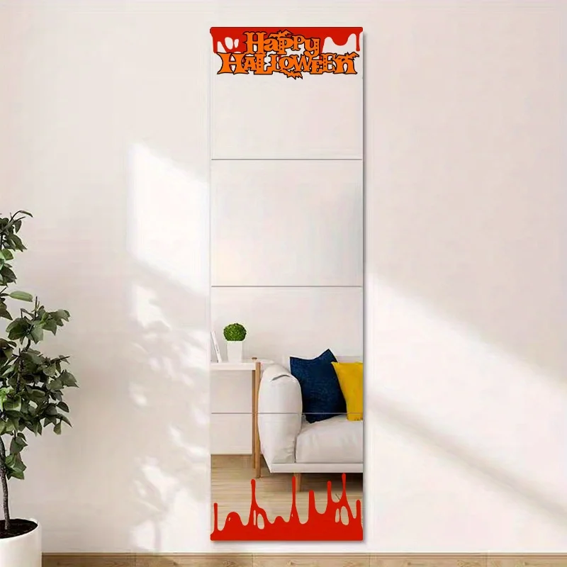 

Набор зеркал для украшения дома на Хэллоуин из 4 предметов, самоклеющееся зеркало для ванной комнаты, спальни, квадратное настенное зеркало 30*30 см