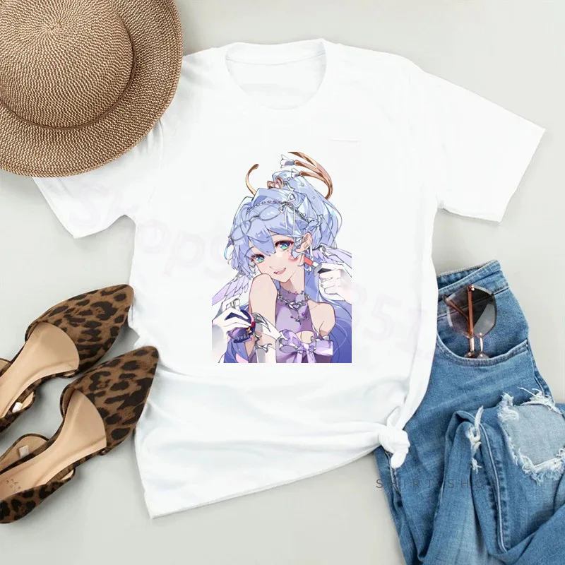 Anime japonais T-shirt femmes Harajuku à manches courtes décontracté Honkai Star Rail dimanche T-shirt vêtements rue t-shirts vêtements esthétiques