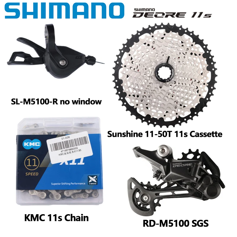 SHIMANO DEORE M5100 M5120 grupo de 11 velocidades MTB palanca de cambios para bicicleta de montaña Dearilleur trasero 42T 51T cadena de Cassette