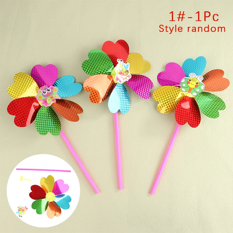 1PC Colorful Flower Windmill Butterfly Bee 3D Pinwheel Home Garden Wind Spinner Whirligig Yard Decor Outdoor Kid Toy Random New