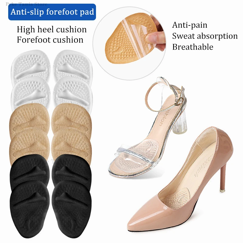 Women High Heel Pads GEL Forefoot Anti-slip Self-adhesive Stickers Pain Relief Insert Half Insole Toe Cushion Foot Care Shoe Pad