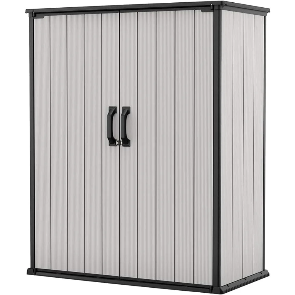 Keter Premier Tall 4.6 x 5.6 ft. Resin Outdoor Storage Shed with Shelving Brackets for Patio Furniture