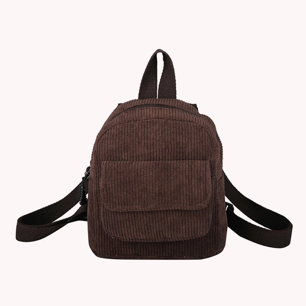 Women Fashion Mini Backpack Versatile Corduroy Backpack Solid Color Retro Travel Backpack Student Book Bag for School Travel