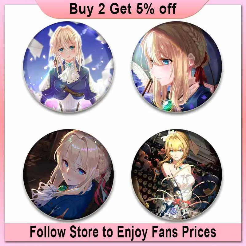 Jewelry Accessories Gifts Anime Violet Evergarden Brooch Cosplay Badges Handmade Brooches Lapel Pins Backpack Clothes Decoration