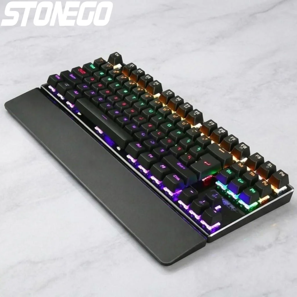 

USB Wired Backlit Mechanical Gaming Keyboard Anti-Ghosting 26 Keys Colorful LED Illuminated for Gamers Office Use