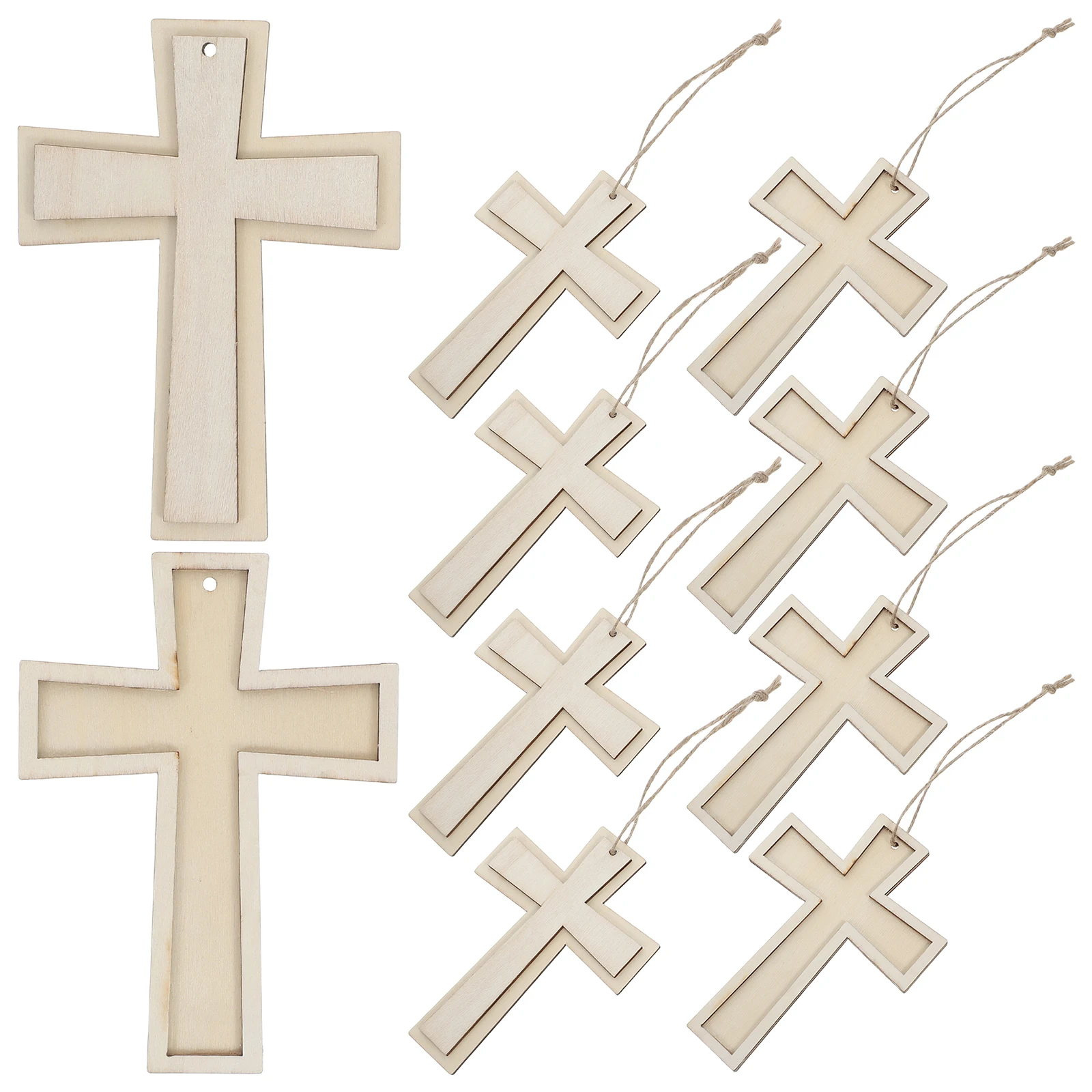 

12 Pcs Wooden Cross Diy Crafts Pendant Framed Ornaments Cutouts Ideas Boxwood Church Decoration Child