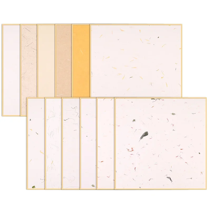 10 Sheets Antique Calligraphy Paper Thickened Half-Ripe Rice Paper Card with Flower and Plant Yunlong Paper Card Lens Decoupage - Image 6