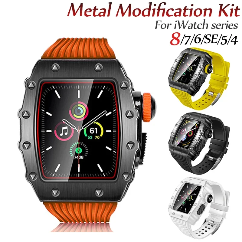 Luxury Metal Case For Apple Watch Ultra 49mm Series 8 45mm 41mm For iWatch SE 7 6 5 4 44mm 40 Steel Cover Modification Kit Bezel