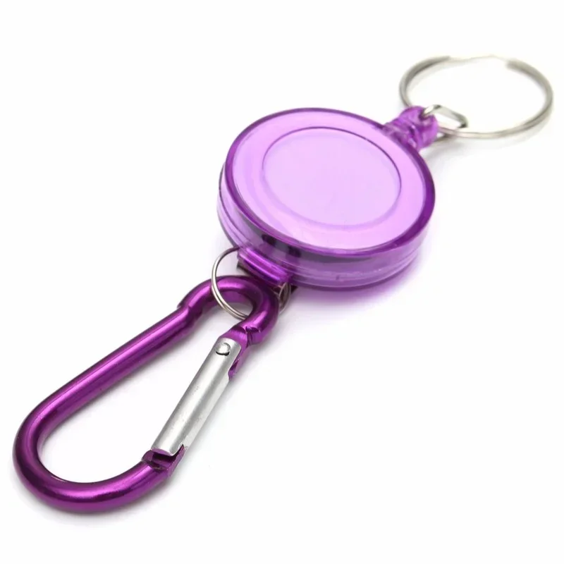 Chain Ring Mini Telescopic Keychain Outdoor Gadgets Retractable Badge Reel Holder Carabiner Steel Wire Cord Retractable Pull