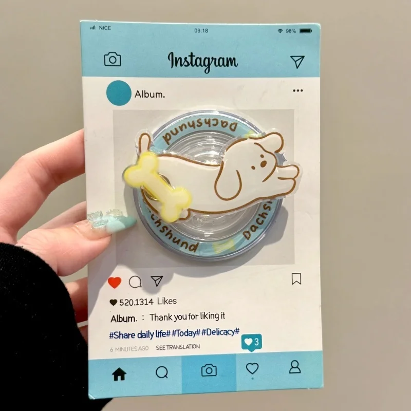 

Korean Cartoon Cute Rotate Puppy Magnetic Holder Phone Stand Grip Tok GripTok Support For iPhone 15 For Magsafe Accessorie