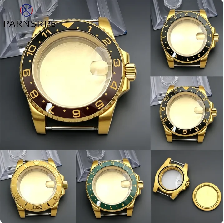 

Роскошный золотой корпус для часов 40 мм с календарем и увеличительным окном для NH35, комплектующие для сборки мужских часов