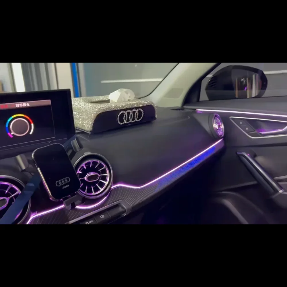 TVYVIKJ Car Inner Refit LED Ambient light For Audi Q2  2019-2023 Turbine Outlet + dynamics  Magic Color  Ambience Lamp APP Contr