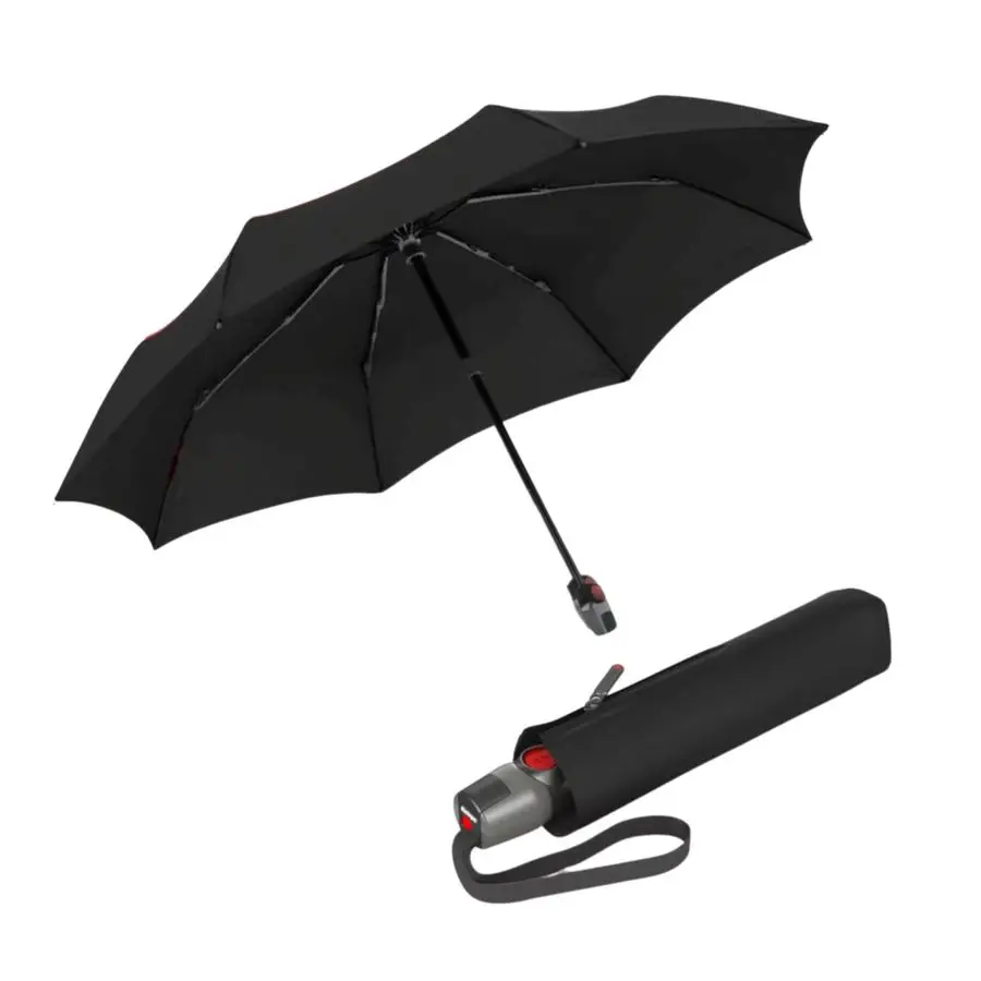 

Duomatic Compact Rain Umbrella in Black Wind Tunnel Tested to 93 mph, Aluminum Steel Fiberglass Frame, 38in Canopy, OEKOTEX, Hig