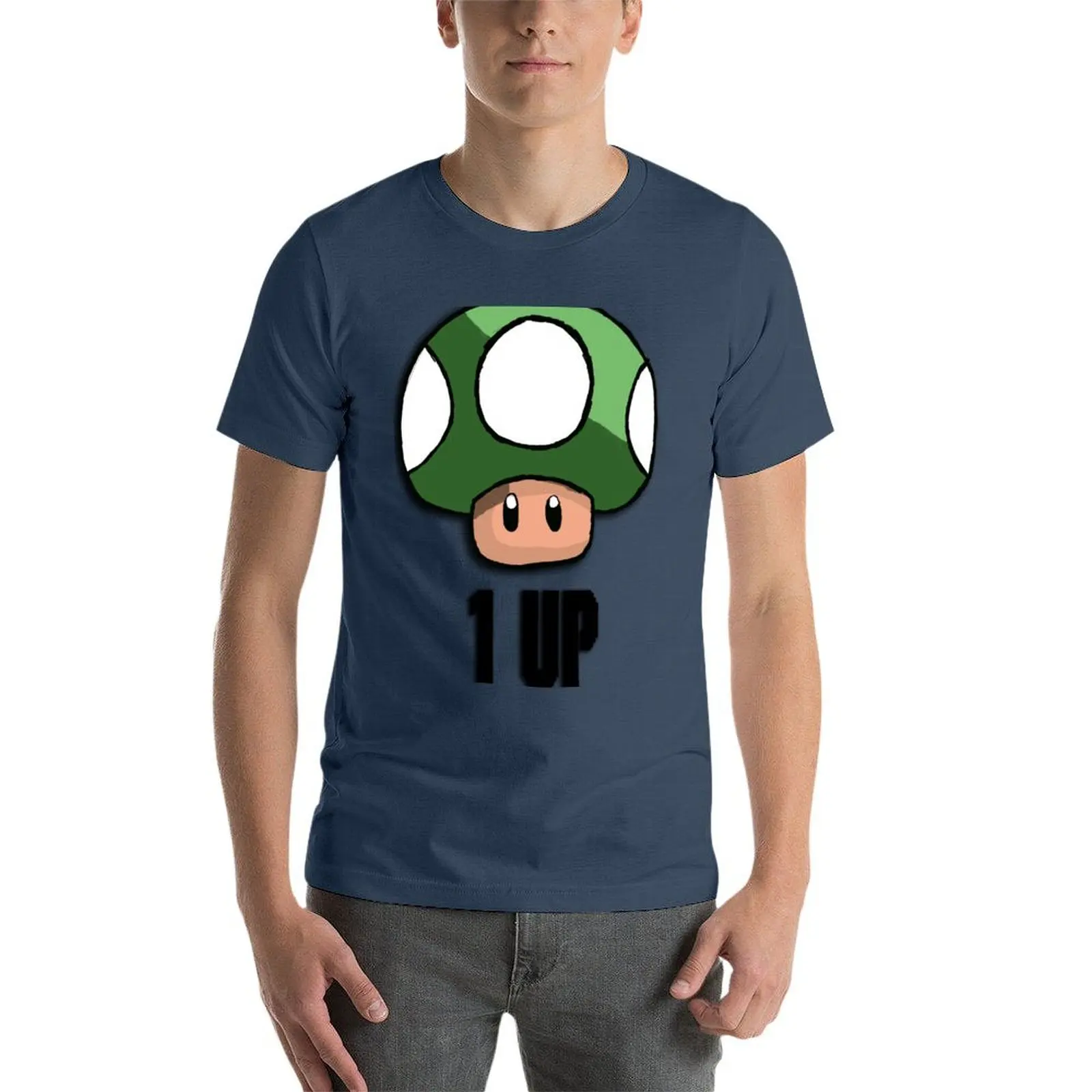 1up الفطر تي شيرت سامية مخصصة تي شيرت قمصان جرافيك بلايز للرجال