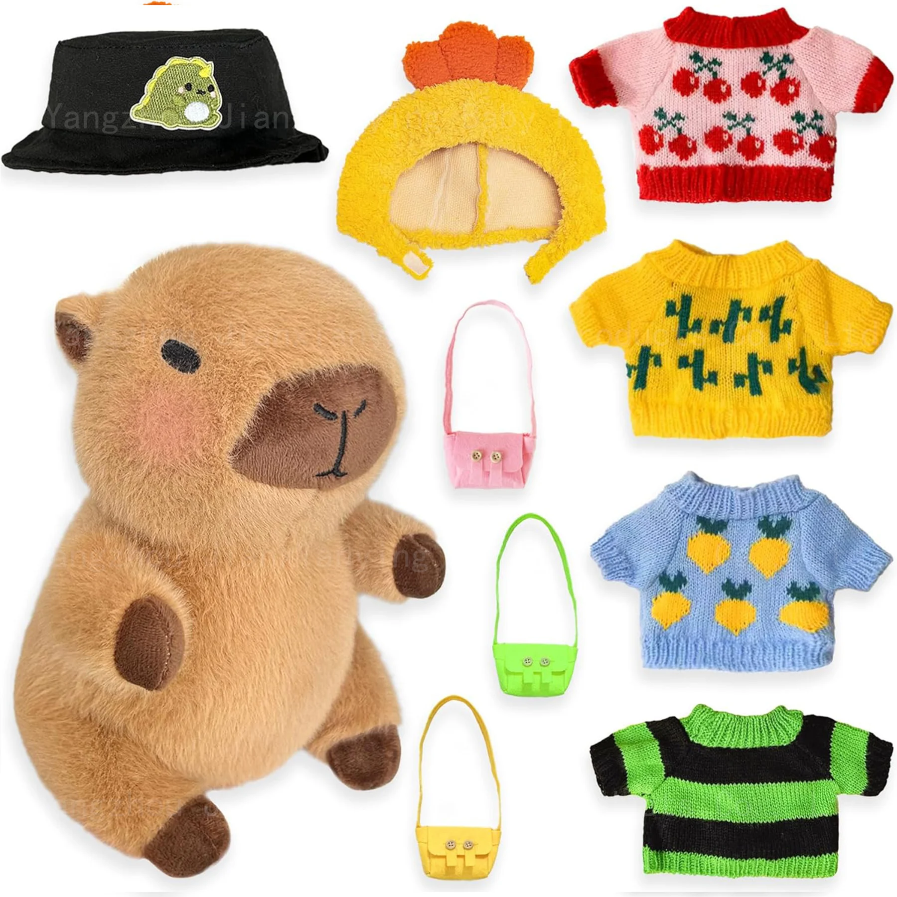 Capybara-Plüschtier, mit Kleidung und Accessoires auf dem Foto, 10,2 Zoll (ca. 25,9 cm), süßes Capybara-Plüschtier
