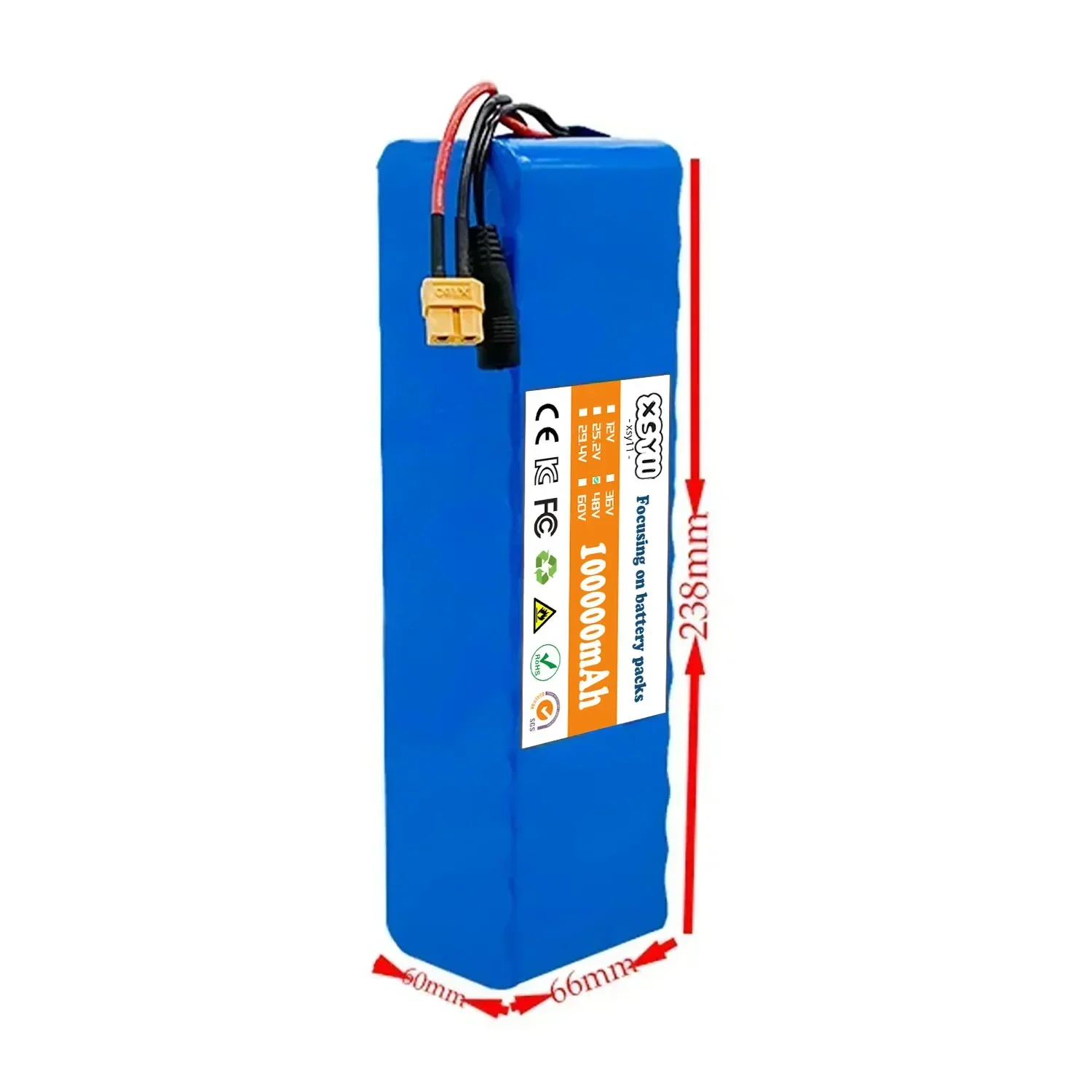 Paquete de batería de iones de litio 13S3P, 48V, 100000mAh, 100Ah, 1000W, con BMS + cargador de 54,6 V