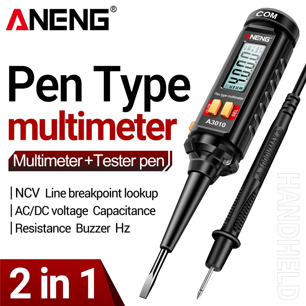 

Цифровой мультиметр-ручка ANENG A3010 с 4000 измерениями, True-RMS, подсветкой, автоматическим выбором диапазона, ЖК-дисплеем, инструмент для электриков