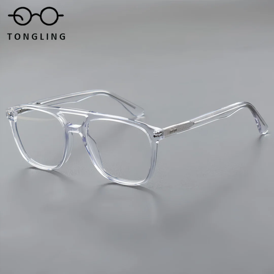 

Top-Notch Fashion Men Double-Barrel Handmade High-Quality Acetate Glasses Retro Women Elegant Street Photography Eyeglass Frame