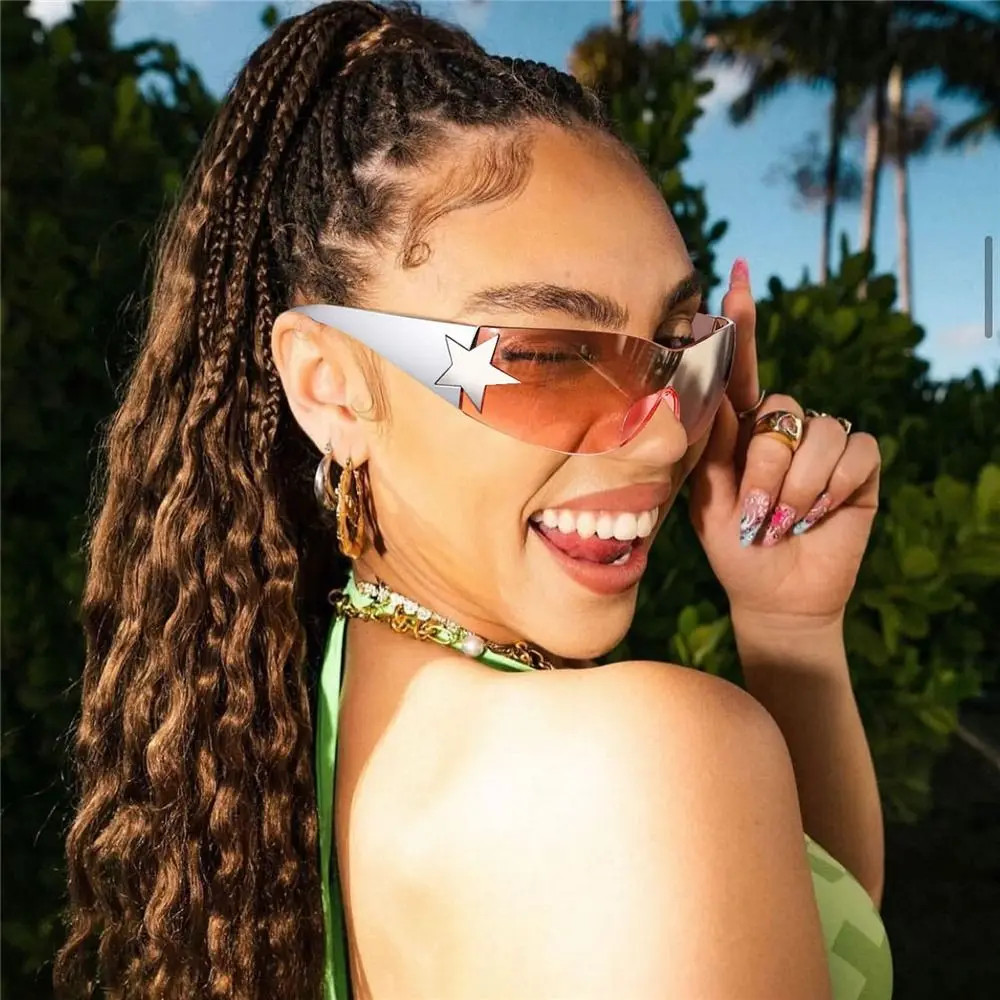 One Piece อินเทรนด์ Punk แว่นตา Goggle กีฬาแว่นตากันแดด Y2K แว่นตากันแดดสําหรับผู้หญิงผู้ชาย Shades Wrap รอบ