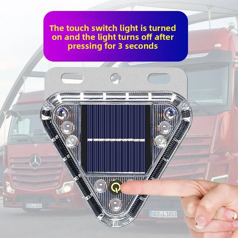 New LED Solar Warning Strobe Light for Cars Motorcycles Anti-Rear Collision Stop 12V Free Wires for Tail Width Indicator Lamps