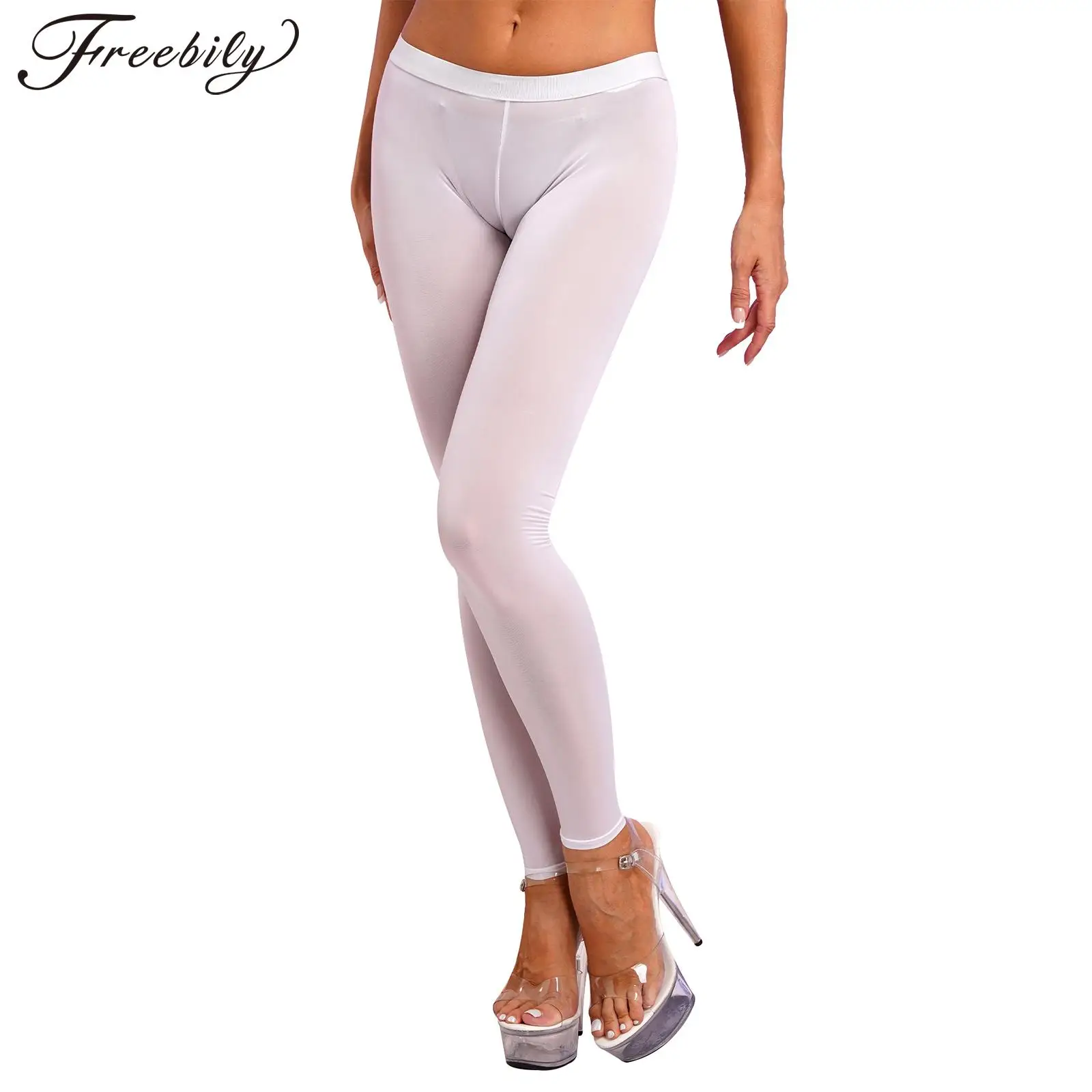 Cintura baixa feminina Leggings elásticos de bunda aberta, cós elástico recortado, calças magras, lingerie sexy, traje exótico, monocromático