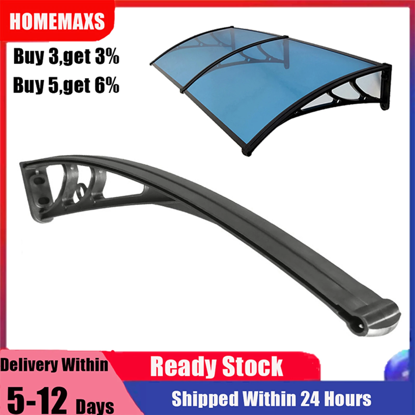 Window Balcony Awning Bracket Durable PC Material Canopy Brackets Suitable For Store Entrance