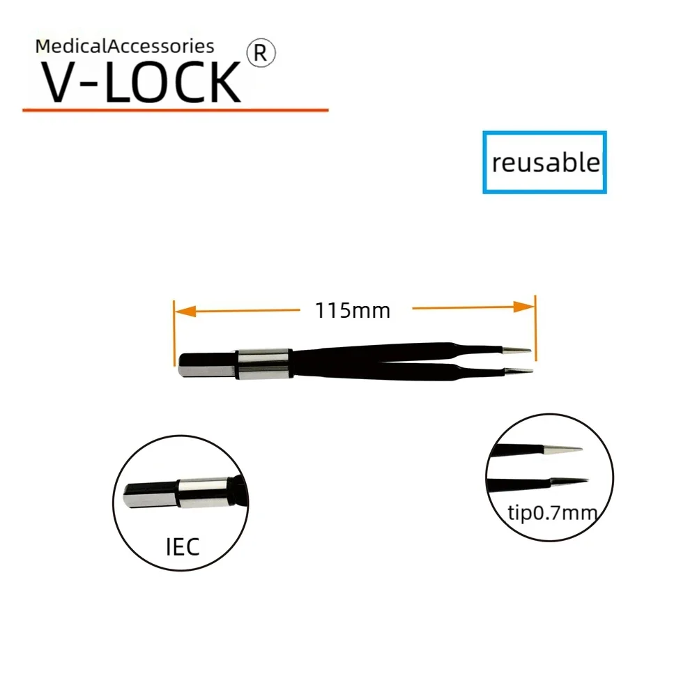 2023 V-LOCK Bipolar Forcep,IEC, Black nylon coated Non Stick L: 105 mm, tip 0.7mm