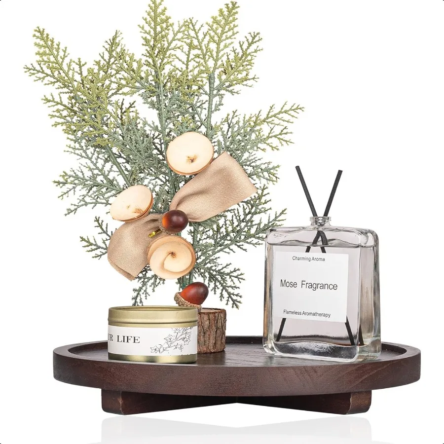 

Круглый декоративный поднос, деревянный органайзер для ванной комнаты, фермерский дом, кухонный декор, деревянная подставка для мыльницы, парфюмерная свеча, губка