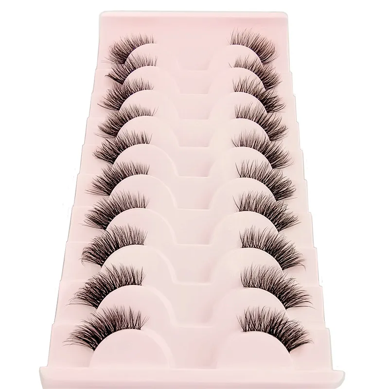 New 10pairs Mink Eyelashes Clear Band Eye Lashes Crisscross Transparent Band False Eyelashes Handmade Dramatic Lashes Upper Lash