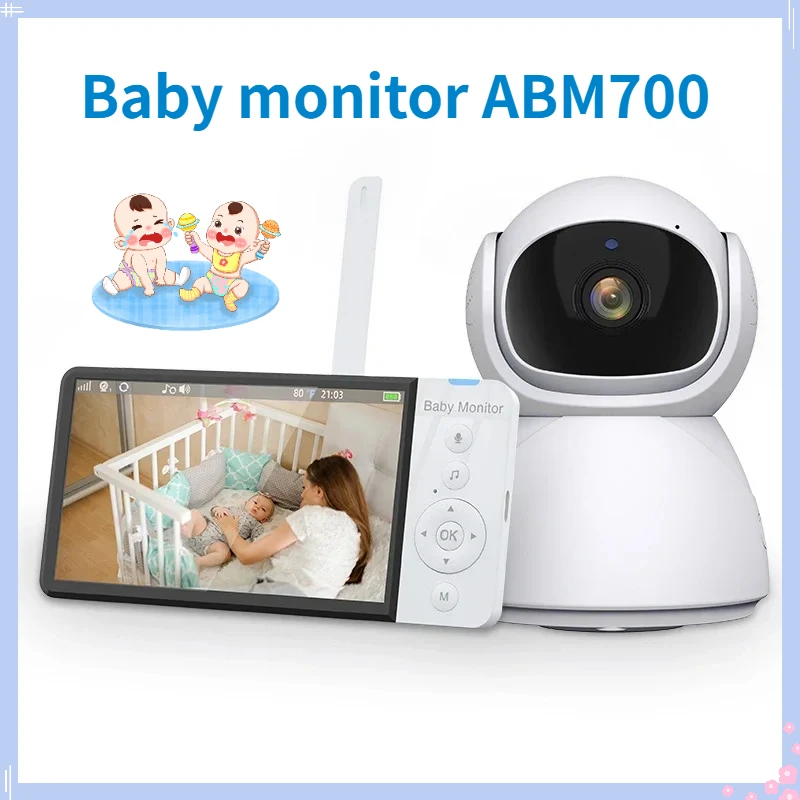 

2-Way Talk Nanny Monitor Support SD card 5.0-Inch IPS Screen, Baby monitor Camera Night Vision Built-in 5000 mAh battery