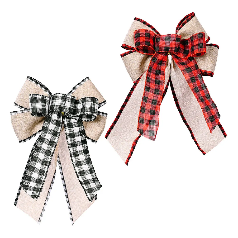 

2Pcs Christmas Bowknots High Quality Linen Xmas Bows Xmas Tree Embellishments Hanging Decoration Perfect for Christmas Party