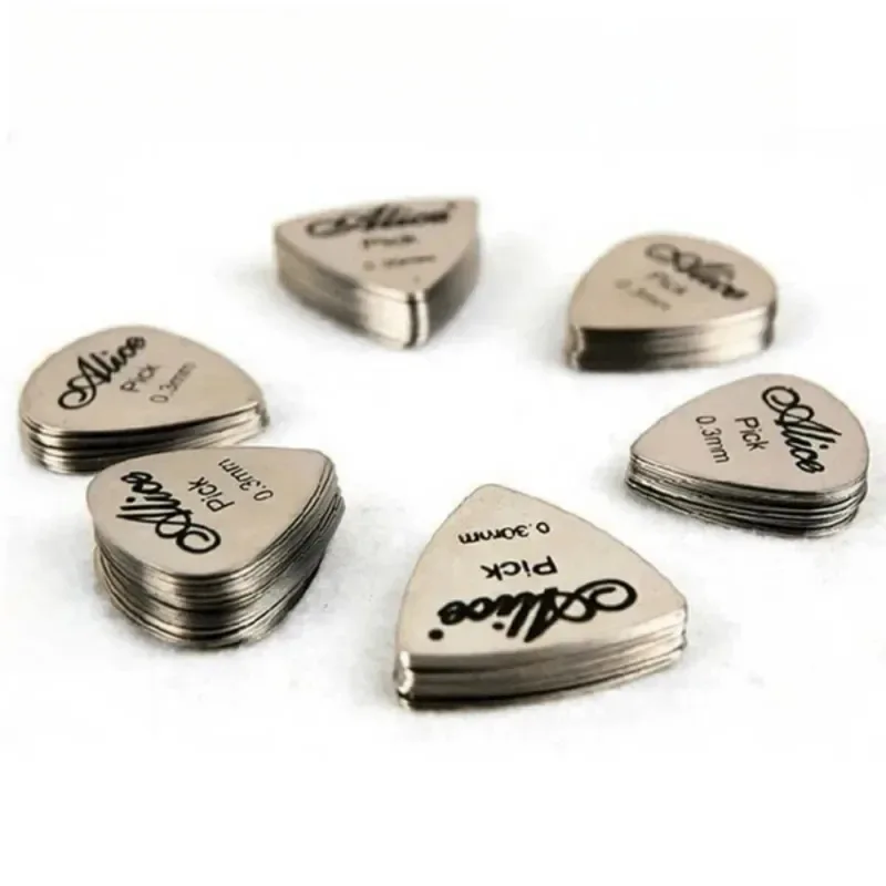 أليس 10 قطعة الغيتار المعدني اختيار 0.3 مللي متر رقيقة دائم فضي اللون المهنية باس القيثارة الغيتار يختار مكبر صوت الجيتار باس الغيتار