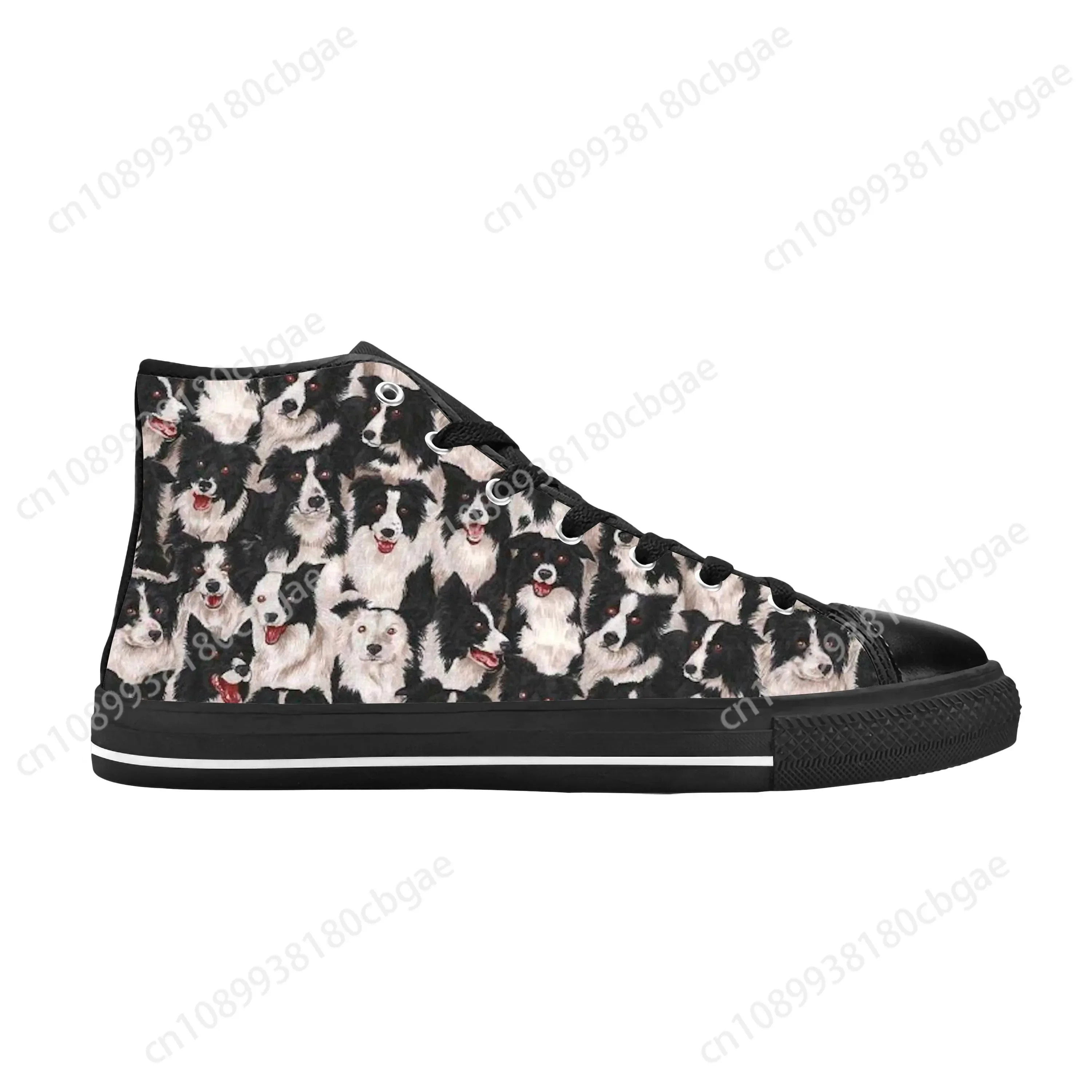 Border Collie Collies Dog Animal Pattern Cartoon Casual Cloth Shoes High Top Comfortable Breathable 3D Print Men Women Sneakers