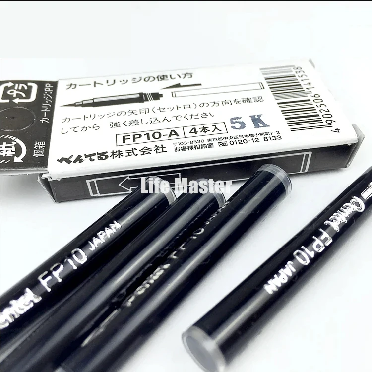 Lifemaster Pentel Inktpatronen FP10 Voor Pentel Pocket Kalligrafie (GFKP3-A) (4 Stks/pak) Borstel Inkt Schrijven Supplies