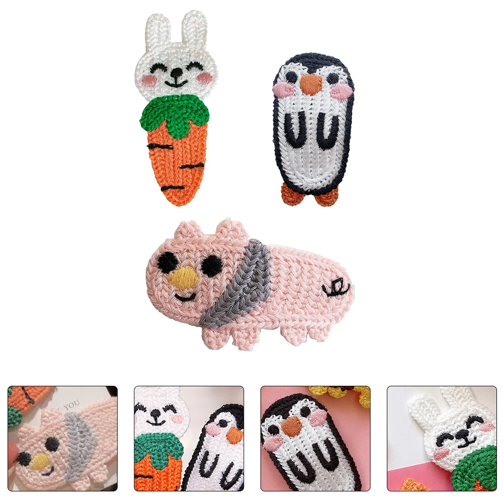 

3pcs Cartoon Hair Clips Wool Pins Fashionable Accessories Girls Headwear Beach Party Wedding Stylish Barrettes Hair