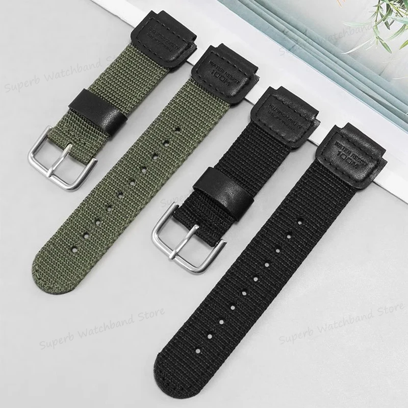 18mm  Canvas Watchband for Casio for AE1200WH 1300 AQ-S810W SGW-300H 400 500 AEQ-110W  Nylon Watch Strap Replacement