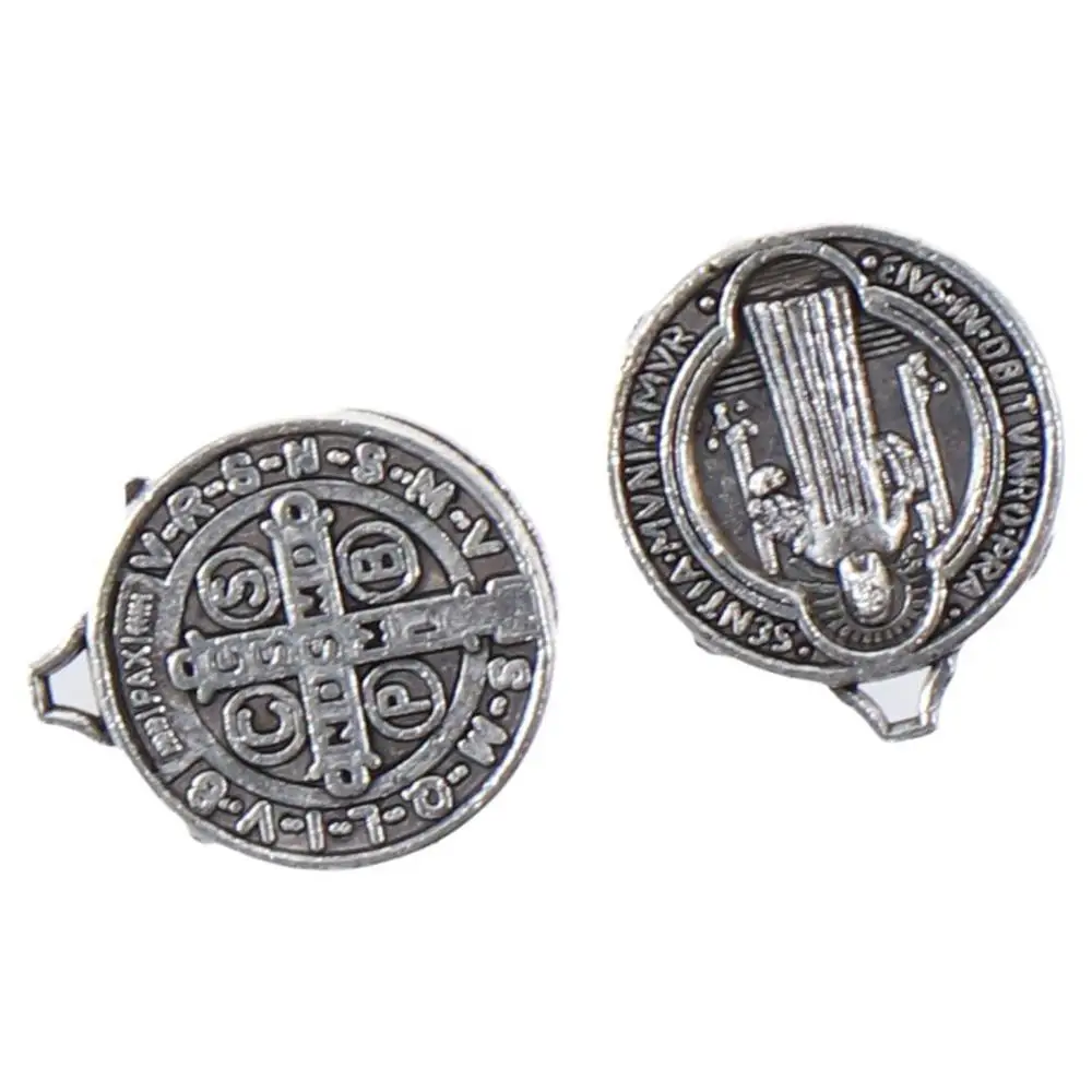 100 Stück Legierungslegierung Saint St Benedict of Nursia Patron Against Evil Medal Charm Metall Saint AnhängerSilberfarbener Saint