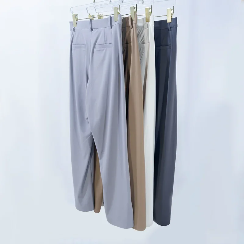 Womens Sports Wide Leg Pants New Lightweight Breathable Comfort  Tummy Control High Waist Office Trousers with Draping