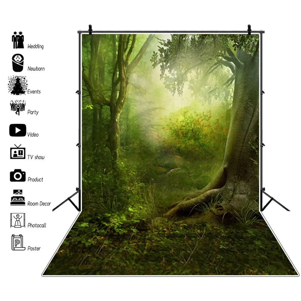 Dreamy Forest Backdrop Fairy Tale Tree Castle Wonderland Jungle Background Baby Birthday Wedding Photo Studio Props